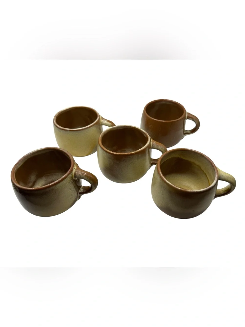 Vintage Frankoma Artisan Desert Tan Ceramic Coffee Cup & Saucer Set - 5 Pieces
